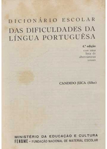 Sebo Do Messias Livro Dicionário Escolar Das Dificuldades Da Língua