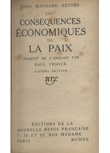 Sebo do Messias Livro - Les Consequences Économiques de La Paix ...
