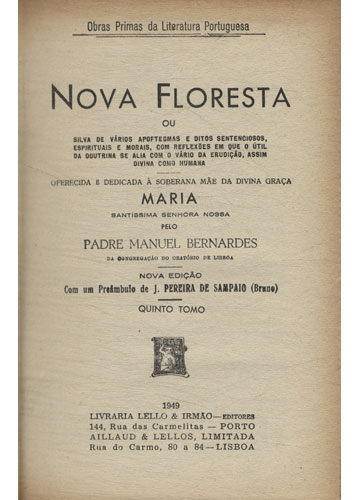 Sebo do Messias Livro - Nova Floresta - Volume V