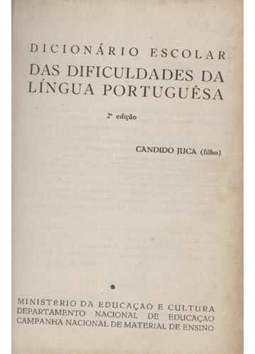 Sebo Do Messias Livro Dicionário Escolar Das Dificuldades Da Língua